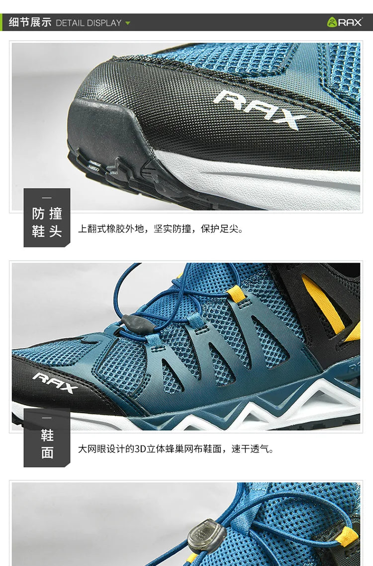 Rax Men's Aqua Upstreams Quick-drying Breathable Fishing Shoes Women Hole PU Insole Anti-slip Water Shoes Hiking