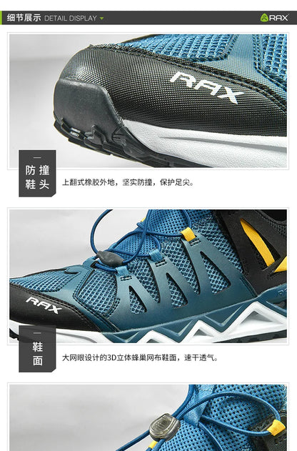 Rax Men's Aqua Upstreams Quick-drying Breathable Fishing Shoes Women Hole PU Insole Anti-slip Water Shoes Hiking