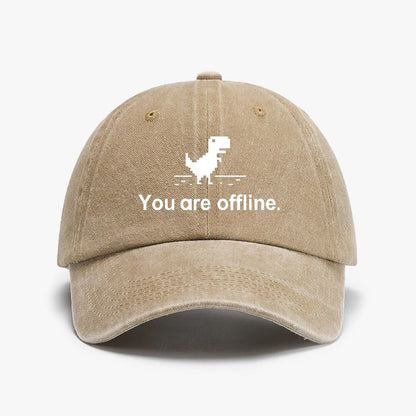You Are Offline Funny Low Resolution Pixel Dinosaur Baseball Caps Peaked Cap Computer Cpu Core Sun Shade Hat Men Washed hats