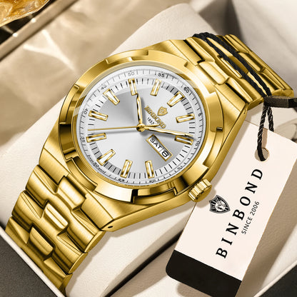 BINBOND stainless steel quartz watches for men – Luxury, water-resistant and luminescent watch – Original men’s model
