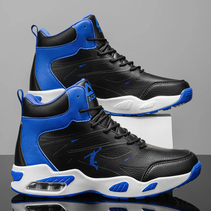 Chaussures de basket-ball montantes pour hommes, amorti à coussin d'air tendance, confortables, antidérapantes, respirantes, absorbant les chocs, pour activités de plein air