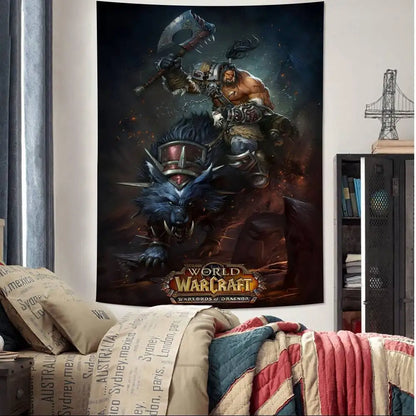 Vruća igra World of Warcraft, veliki zidni tapiserija s printom, jeftini hipi zidni ukrasi, boemski zidni tapiserije, mandala, kućni dekor