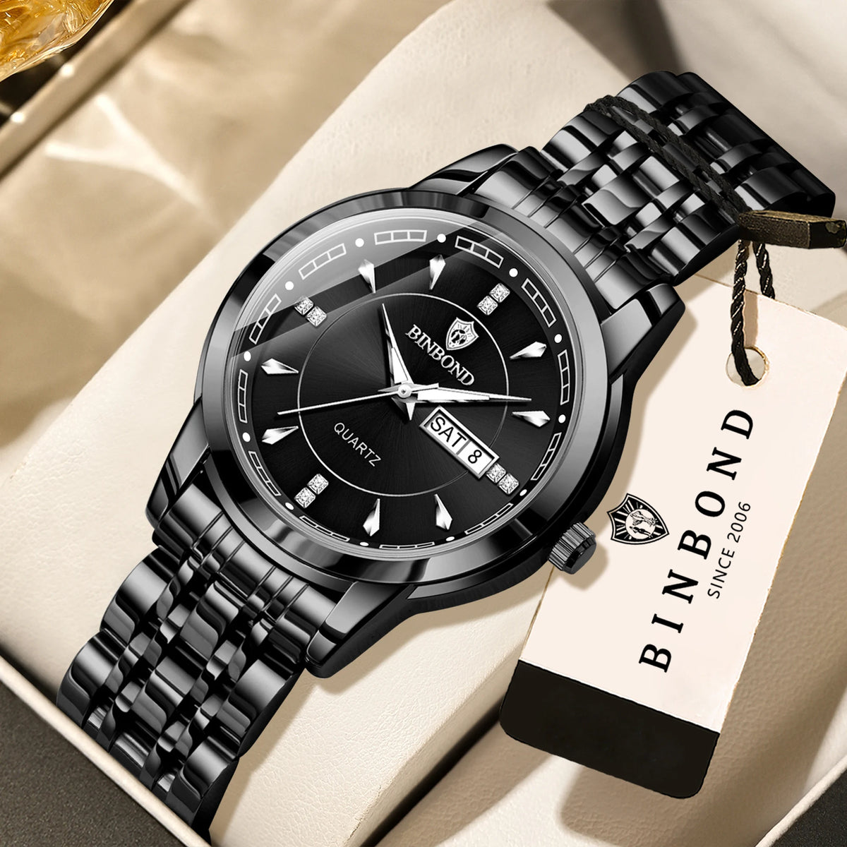 Genuine BINBOND luxury quartz watches for women – Water-resistant and luminous model – Gift idea (gift box included)
