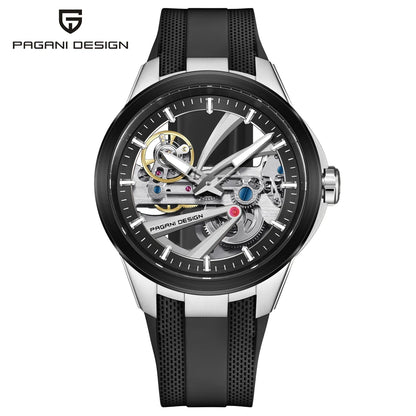 Herrenuhr PAGANI DESIGN – Mechanisches Automatik-Luxusmodell, durchbrochenes Zifferblatt, Saphirglas mit Antireflexbeschichtung, wasserdicht, leuchtende Zeiger – Geschenkidee für Herren