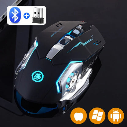 Kabellose Bluetooth-Maus 2.4G USB Mecha Gaming-Maus, wiederaufladbar, leise, mit Hintergrundbeleuchtung, ergonomische Büromaus, Gaming-Zubehör