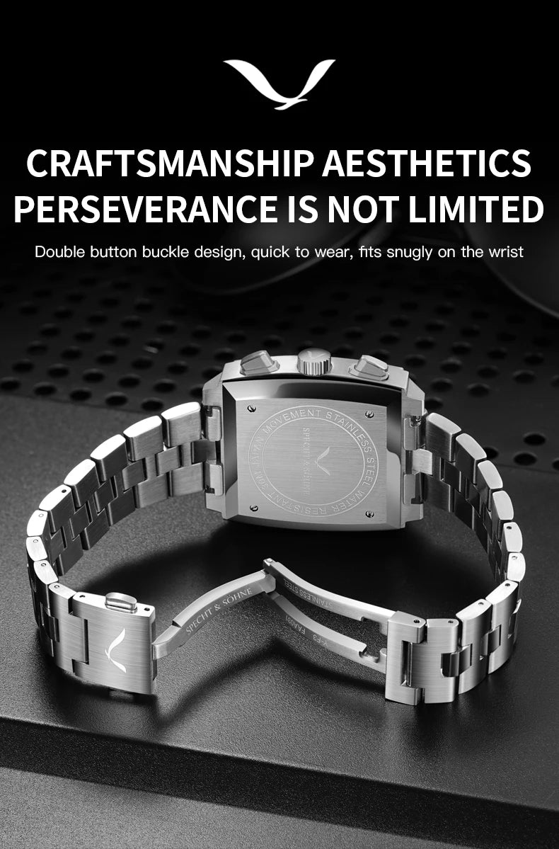 Specht&Sohne Men's Watch Luxury Brand Waterproof Stainless Steel Leather Japan VK Multifunctional Quartz Watch Religio Masculino