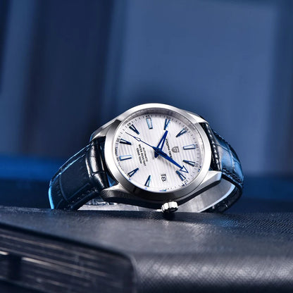 Luxe herenhorloge van PAGANI DESIGN – Mechanisch automatisch model (kaliber 8215), van roestvrij staal, waterdicht, met datumweergave en lichtgevende wijzers