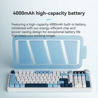 AJAZZ AF98 Wired/Wireless Keyboard Mechanical Feel Office Long Battery Life Three-Mode RGB Mixed Light ABS Keycaps Ergonomics
