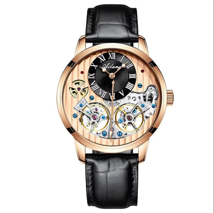 AILANG watch men's advanced expensive automatic mechanical watch Rome double tourbillon waterproof watch.