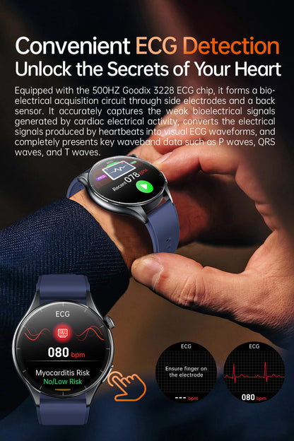 2025 Health Smartwatch for Xiaomi & Huawei ECG + PPG, Blood Pressure, SpO2, Body Analysis, Bluetooth Calling & NFC