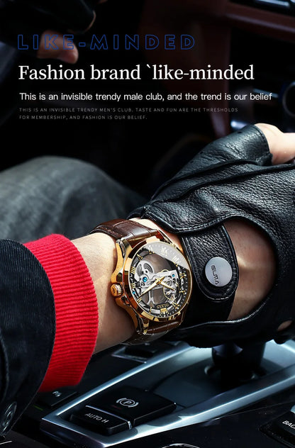 OLEVS 6661 Men Top Brand Watch Luxury All Transparent Hollow Men Mechanical Watch Original Fashion Waterproof Classic Men Watch
