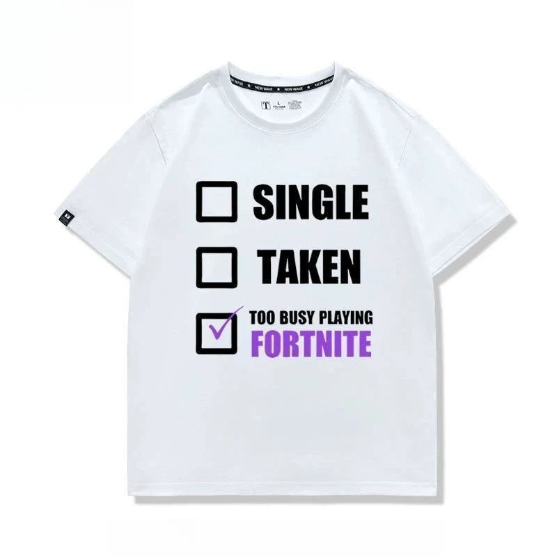 Nowa kreatywna koszulka Fortnite z krótkim rękawem, efektownym nadrukiem cartoon, oddychająca i pochłaniająca pot, dla kobiet i mężczyzn