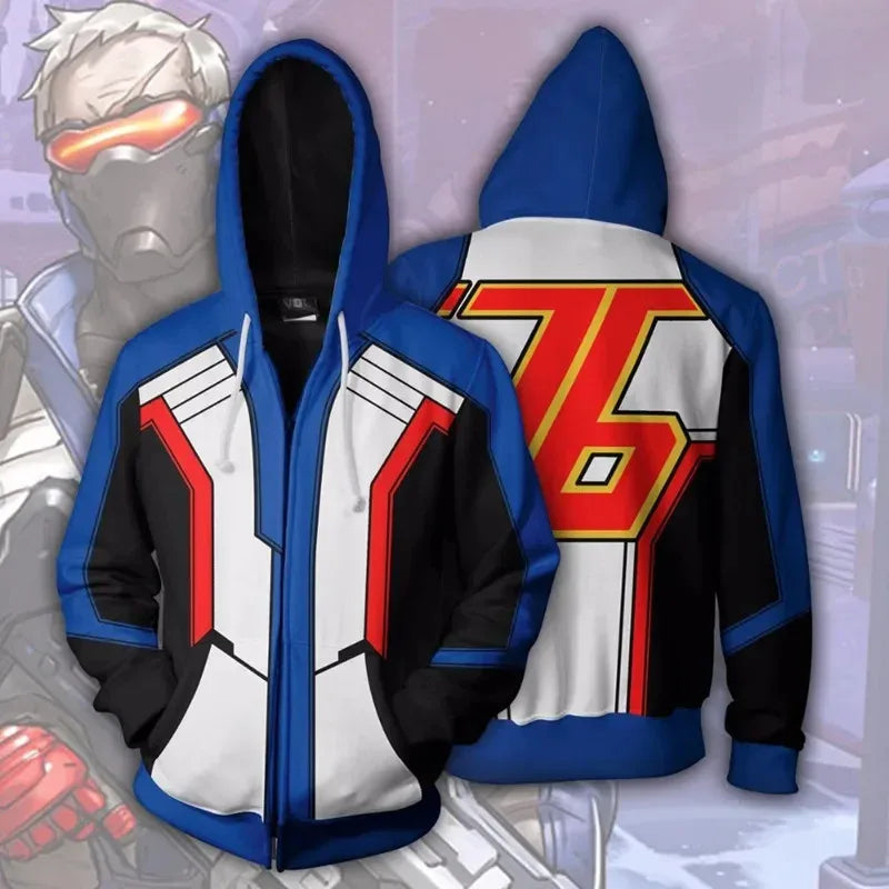 Anime stiliaus žaidimo džemperis su gobtuvu, 3D spauda, „Overwatches“ DVA DJ cosplay kostiumas, moterims, vyrams ir poroms, viršutinė striukė su gobtuvu