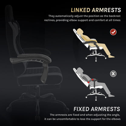 WOLTU sukamoji kompiuterio kėdė su masažo funkcija, ergonominė biuro kėdė su pagalvėle ir pakoju, reguliuojamo aukščio gaming kėdė