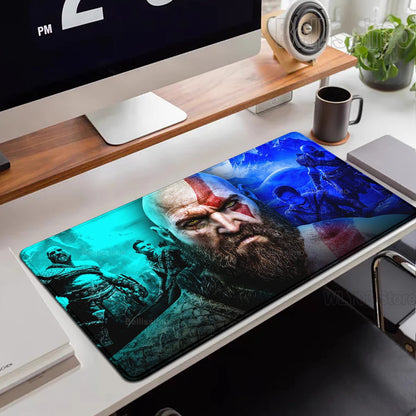 XXL egérpad God of War íróasztali szőnyeg játékos kiegészítők billentyűzet számítógépes egérpad játékosok számára nagy méretű PC-szekrény irodai asztal szőnyeg