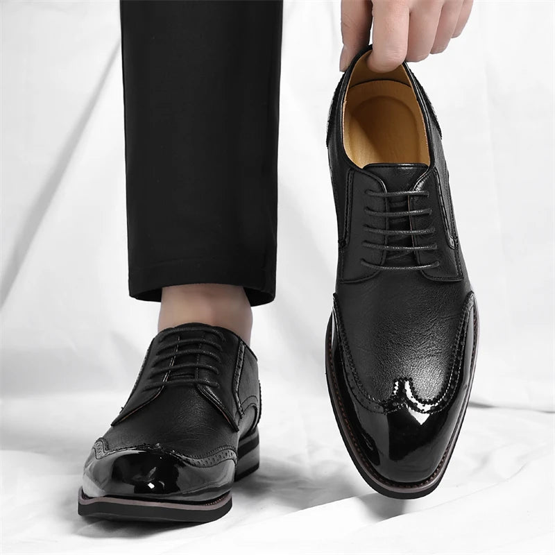 PU Leather Men's Oxford Shoes Heighten Formal Casual Shoes Business Male Suit Shoes New Design Derby Footwear Walking Sneakers