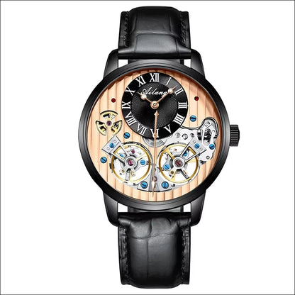 AILANG watch men's advanced expensive automatic mechanical watch Rome double tourbillon waterproof watch.
