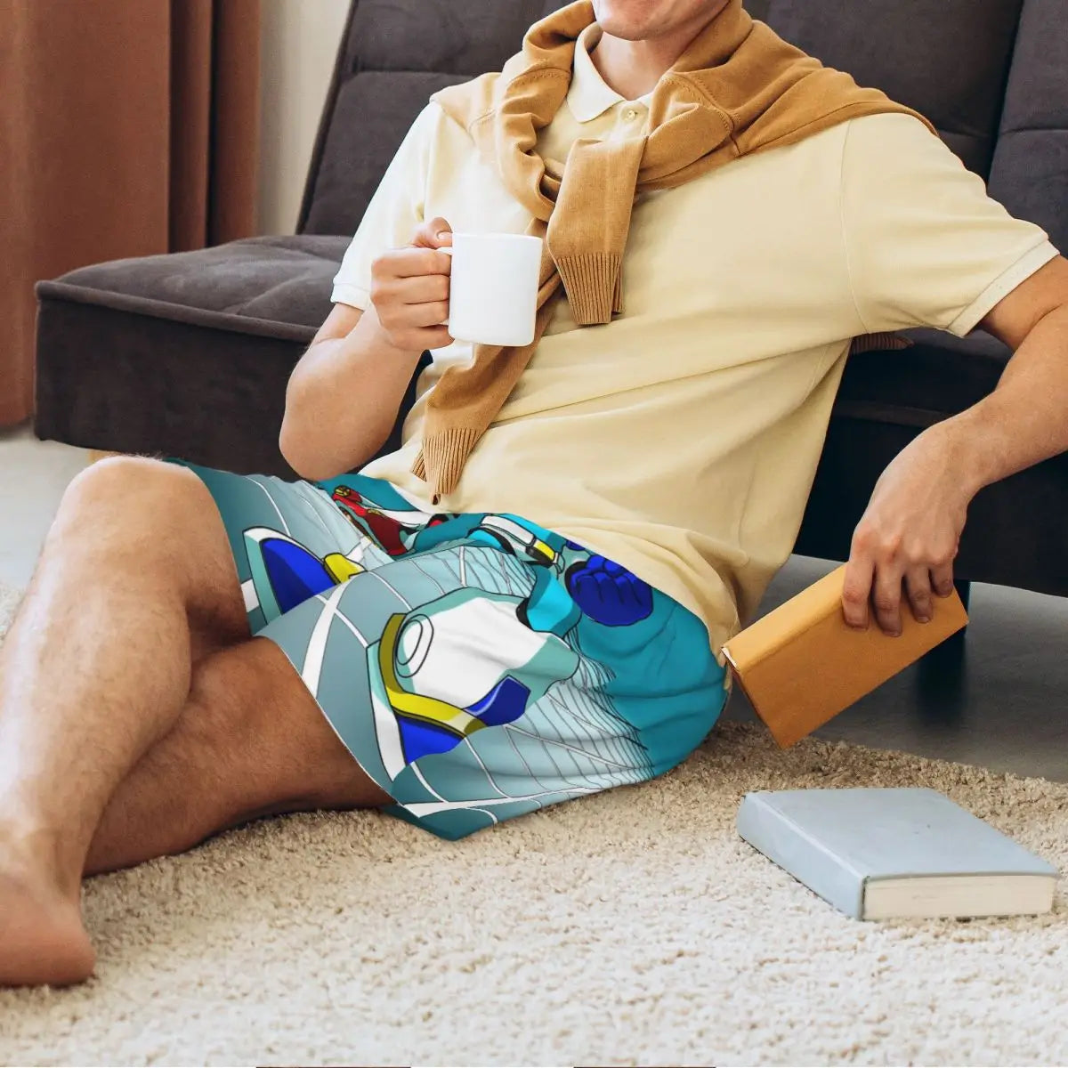 Custom Megaman Video Game Mega Man Short Pajama Pants Men Sleepwear Sleep Lounge Bottom Shorts Sleeping Pants
