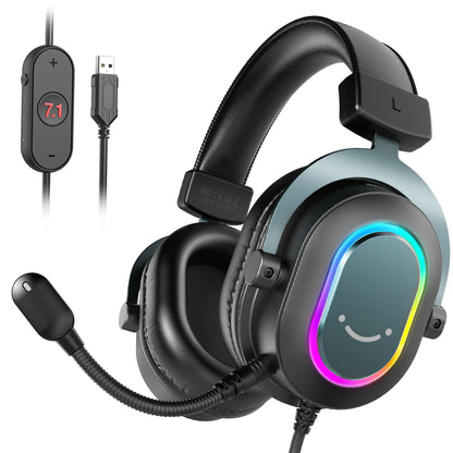 FIFINE RGB-Gaming-Headset mit Mikrofon – kabelgebundene Over-Ear-Kopfhörer mit 7.1 Surround Sound für PC, PS4 & PS5 mit 3 EQ-Modi