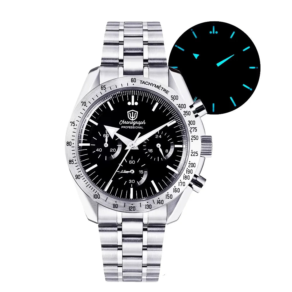 Orologio da uomo Watchdives New Wd1863 al quarzo VK63, cronografo con vetro zaffiro bombato, impermeabile, 39 mm, in acciaio, top brand, orologio business di lusso