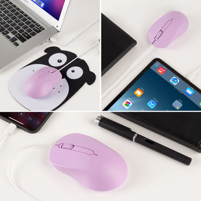 Silent 3D Mouse - Ergonomics Optical Mice 1000DPI For PC Laptop MacBook Tablet Phone, For Windows/MacOs/Android, USB-C