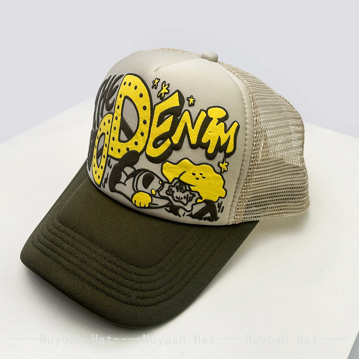 Șepci de baseball unisex interesante, cu litere imprimate 3D, cu parasolar, cu motive de desene animate, respirabile, cu blocuri de culori, șepci de camionagiu din plasă, versatile