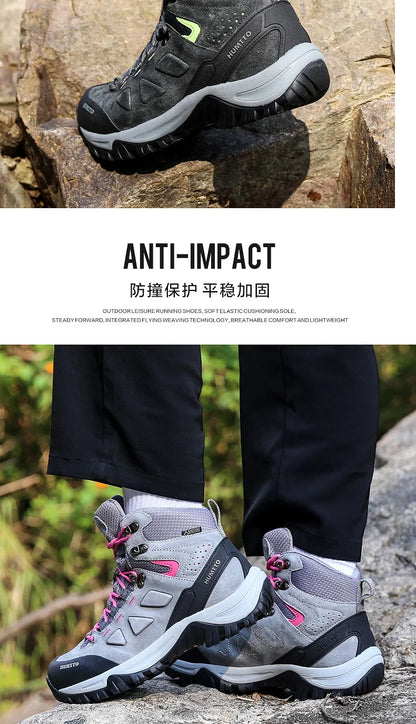 HUMTTO Buty trekkingowe męskie wodoodporne buty myśliwskie taktyczne pustynne buty bojowe za kostkę do trekkingu dla mężczyzn i kobiet ciepłe skórzane sneakersy