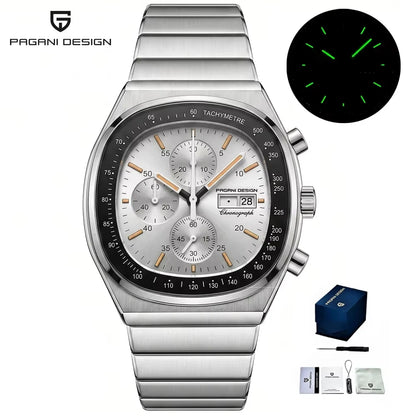 PAGANI DESIGN Új PD1819 férfi kvarc karóra, 40 mm, zafírüveg, rozsdamentes acél, vízálló, világító C3 kronográf reloj hombre