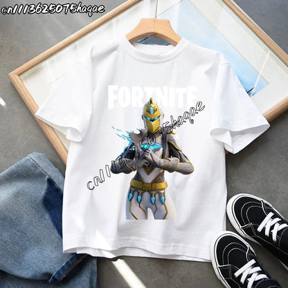 Neue Fortnite-Sommer-T-Shirts für Kinder, Cartoon-Figur-Grafik-T-Shirt, lässige Sport-Kurzarmtops für Jungen