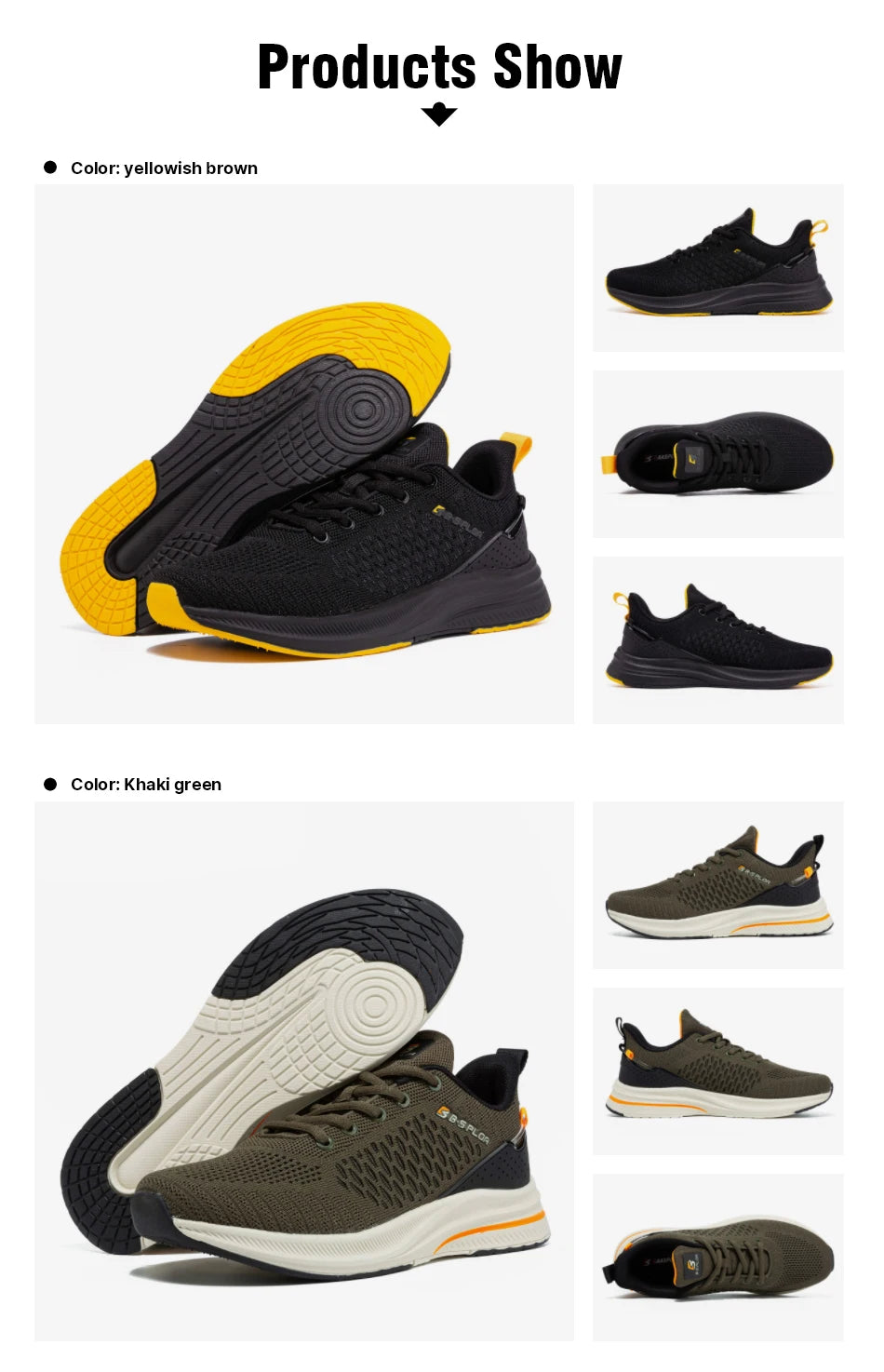 Zapatillas de running ligeras Baasploa para hombre, cómodas zapatillas casuales de diseñador en malla con cordones para hombre, deportivas de exterior y tenis