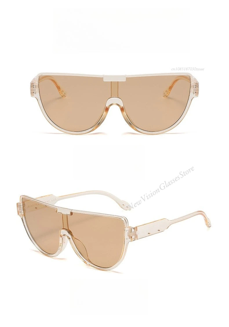 2025 New Design Monoblock Semi-round Sunglasses Designer Half Frame Goggle Shades Outdoor Oversized Sun Glasses for Women & Men