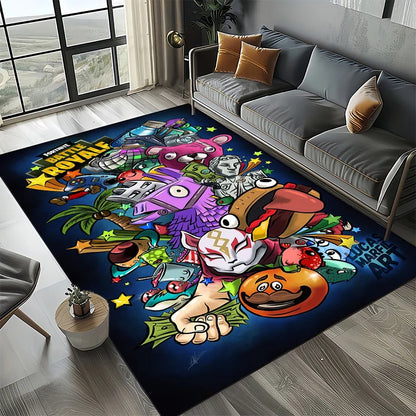 2025 Games 3D F-Fortnite Cartoon Carpet Rug for Living Room Bedroom Home Sofa Decoration, Kids Play Area Rug Non-slip Floor Mat