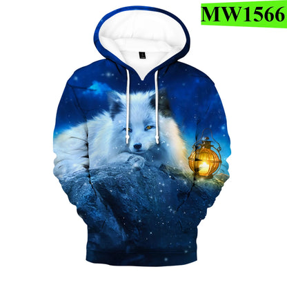 Popularne bluzy z kapturem i bluzy Hip Hop Novelty z wygodnym nowym nadrukiem 3D Fox, dla mężczyzn/kobiet, dorosłych/dzieci, casualowe bluzy wkładane przez głowę