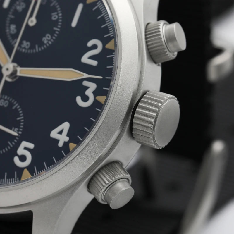 Militado ML1868KF Retro VK67 Quartz Chronograph Watch Stainless Steel Case 3 Dial Waterproof 100M  Multifunction Military Watch