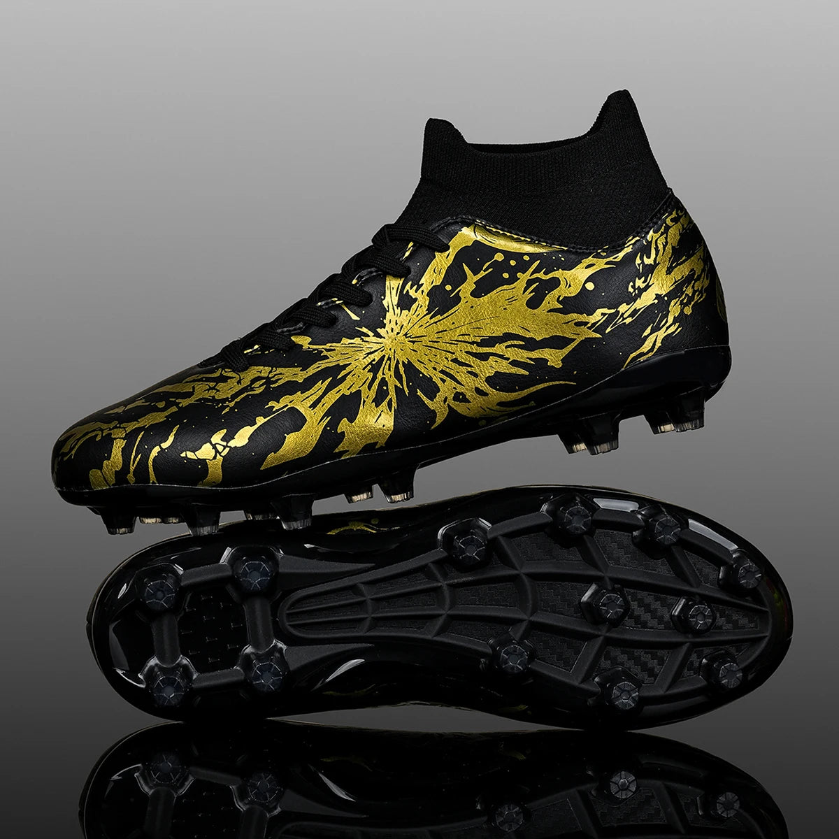 Chaussures de football AG FG pour hommes, tige en PU souple, structure de crampons renforcée, pour adultes, pour les matchs et entraînements de football en plein air sur pelouse.