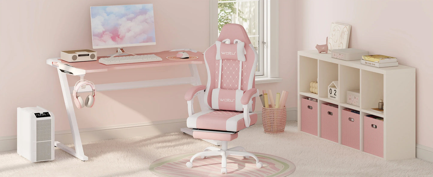 WOLTU sukamoji kompiuterio kėdė su masažo funkcija, ergonominė biuro kėdė su pagalvėle ir pakoju, reguliuojamo aukščio gaming kėdė