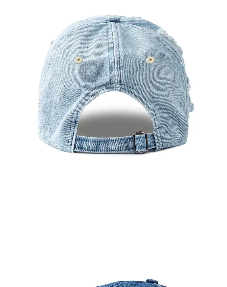 Gorra de béisbol de denim lavado para mujer y hombre, con visera, transpirable, para primavera y verano, gorra vintage con cierre a presión para mujer