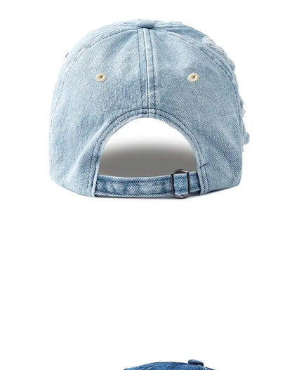 Gorra de béisbol de denim lavado para mujer y hombre, con visera, transpirable, para primavera y verano, gorra vintage con cierre a presión para mujer