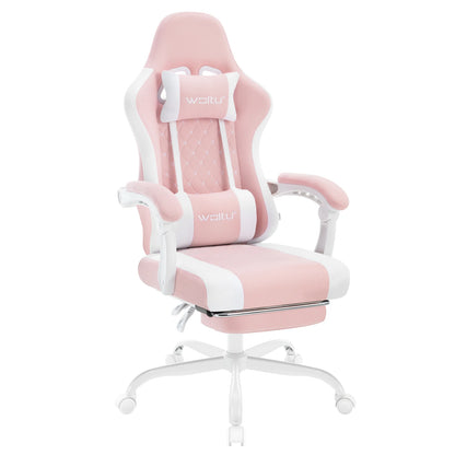 WOLTU Massage Gaming Chair Ergonomic Swivel Computer Chair with Pillow & Footrest Adjustable Headrest Lumbar Support Gamer Chair
