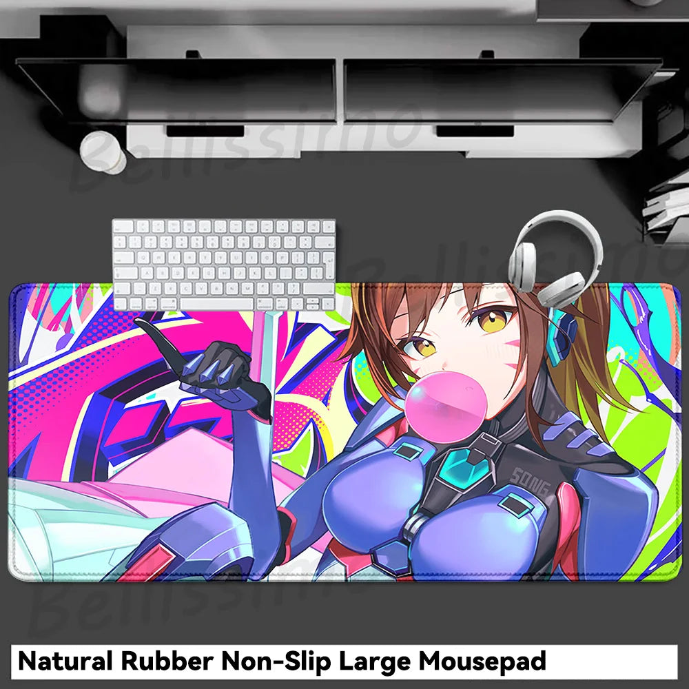 Accessori gaming O-Overwatch D-D.va Tappetino mouse grande Tappetino per tastiera e mouse PC Scrivania XXL Tappetini estesi Gamer Mausepad