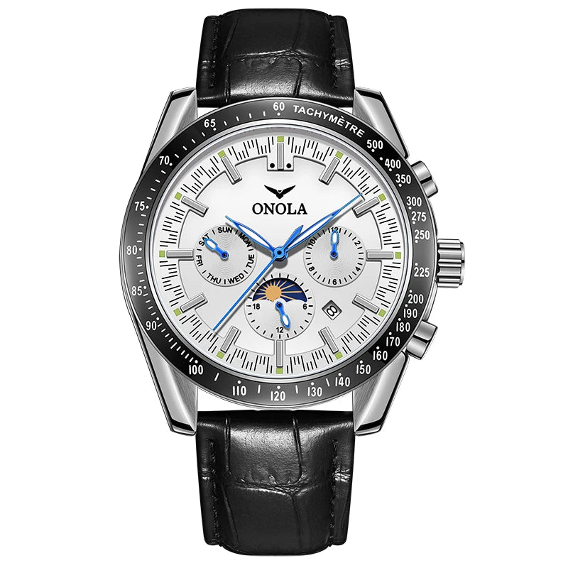 ONOLA Men’s Mechanical Watch – A luxury automatic watch with a casual style, featuring a leather strap and an openwork dial