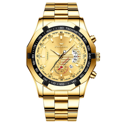 Orologio da polso al quarzo di lusso BINBOND da uomo, luminescente, impermeabile, con datario automatico, in acciaio inossidabile