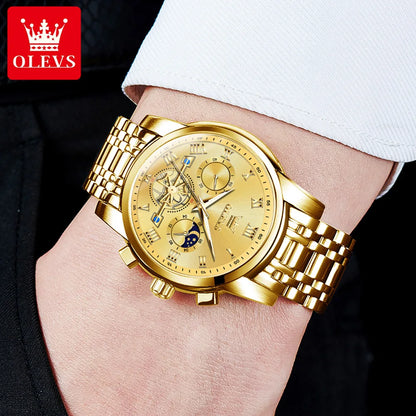 OLEVS 2859 Men’s Watch – A classic and luxurious model with Roman numerals, multifunctional, water-resistant, luminescent dial and high-quality quartz movement.