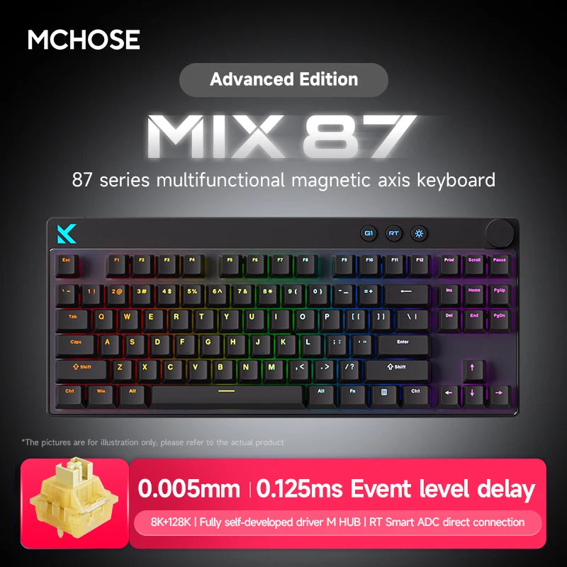 MCHOSE MIX87 Wired Gaming Keyboard Magnetic Switch Keyboard 8K+256K Esport 0.08ms Low Latency E-Sports Custom Gamer Accessories