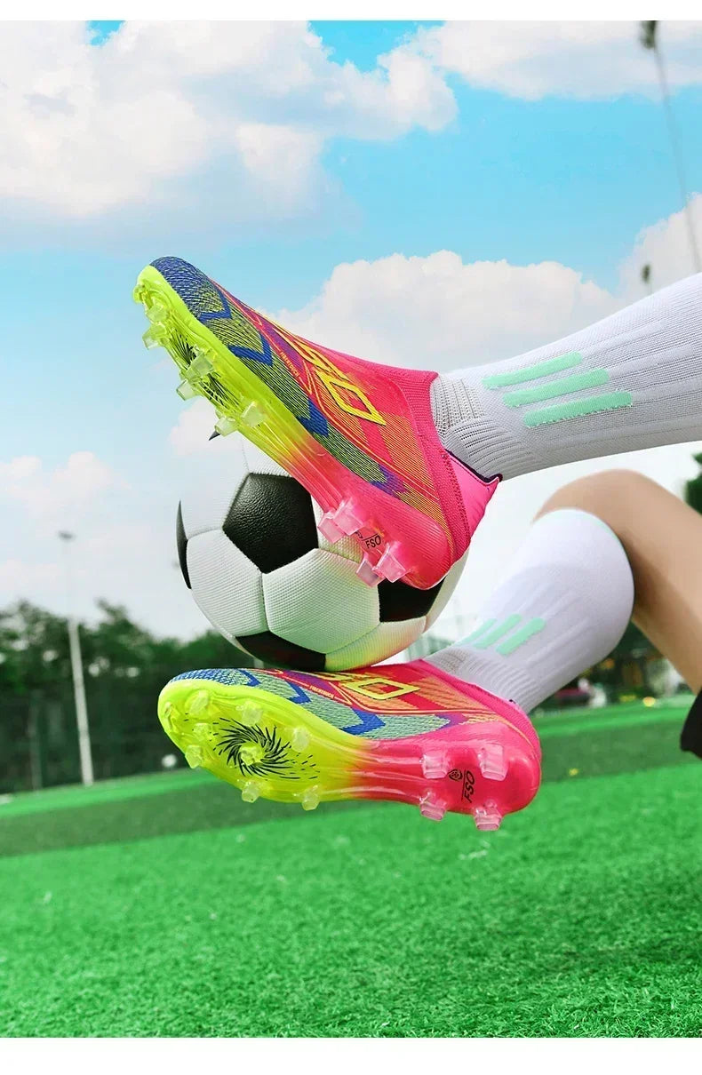 Nouvelles chaussures de football pour hommes, crampons mi-montants de haute qualité, légères, antidérapantes, pour l'extérieur et l'entraînement sur gazon, modèle très vendu