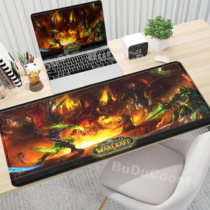 Anime World of Warcraft skrivbordsunderlägg, gamingmusmatta, datortillbehör, XXL, Lock Edge, tangentbord, musmatta, Gamer Mause, kontorsmattor