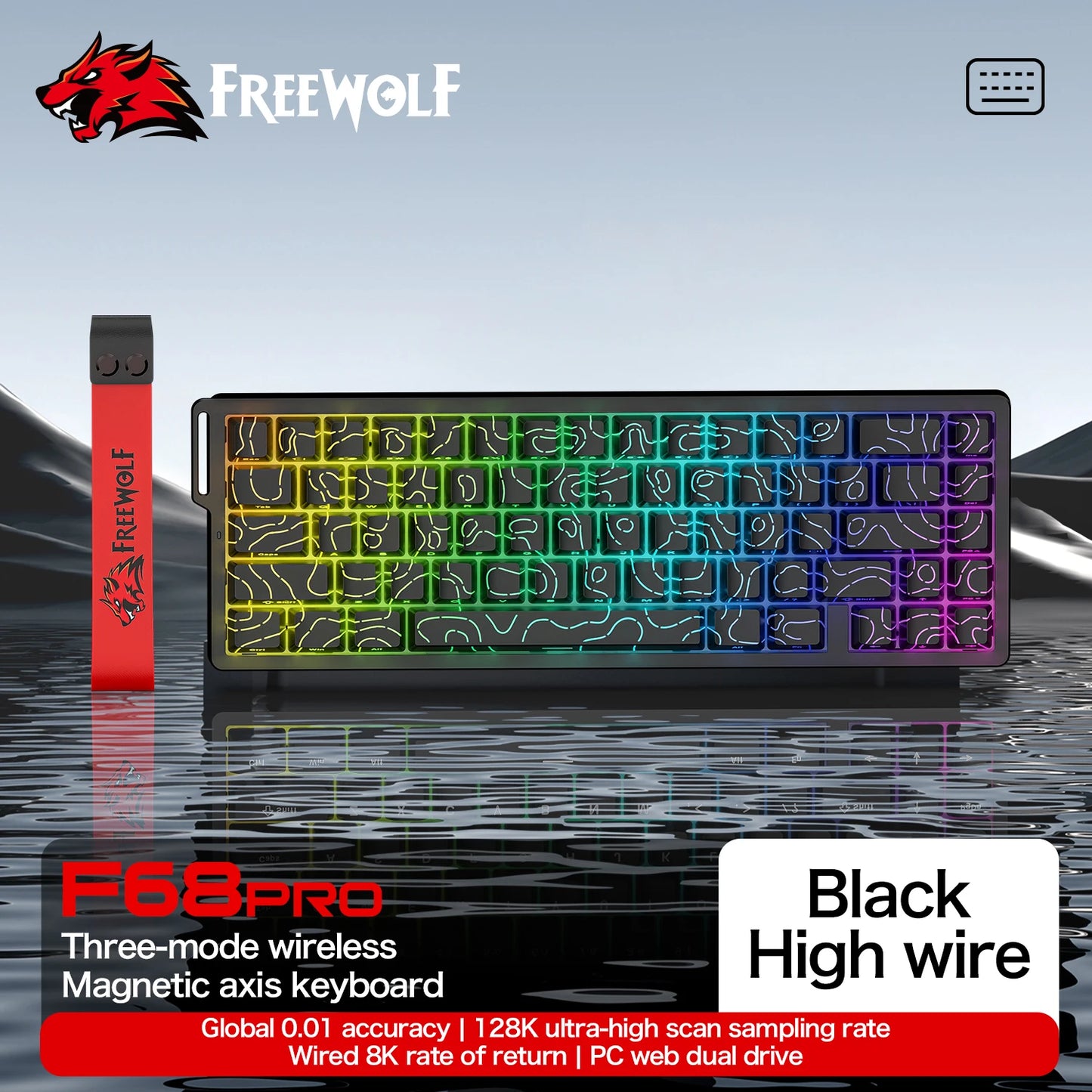 Magnetic Switch Keyboard ATTACK SHARK X68HE X68PRO HE and FREEWOLF F68 Wired F68Pro Wireless for Pro Gaming 0.01mm Rapid Trigg