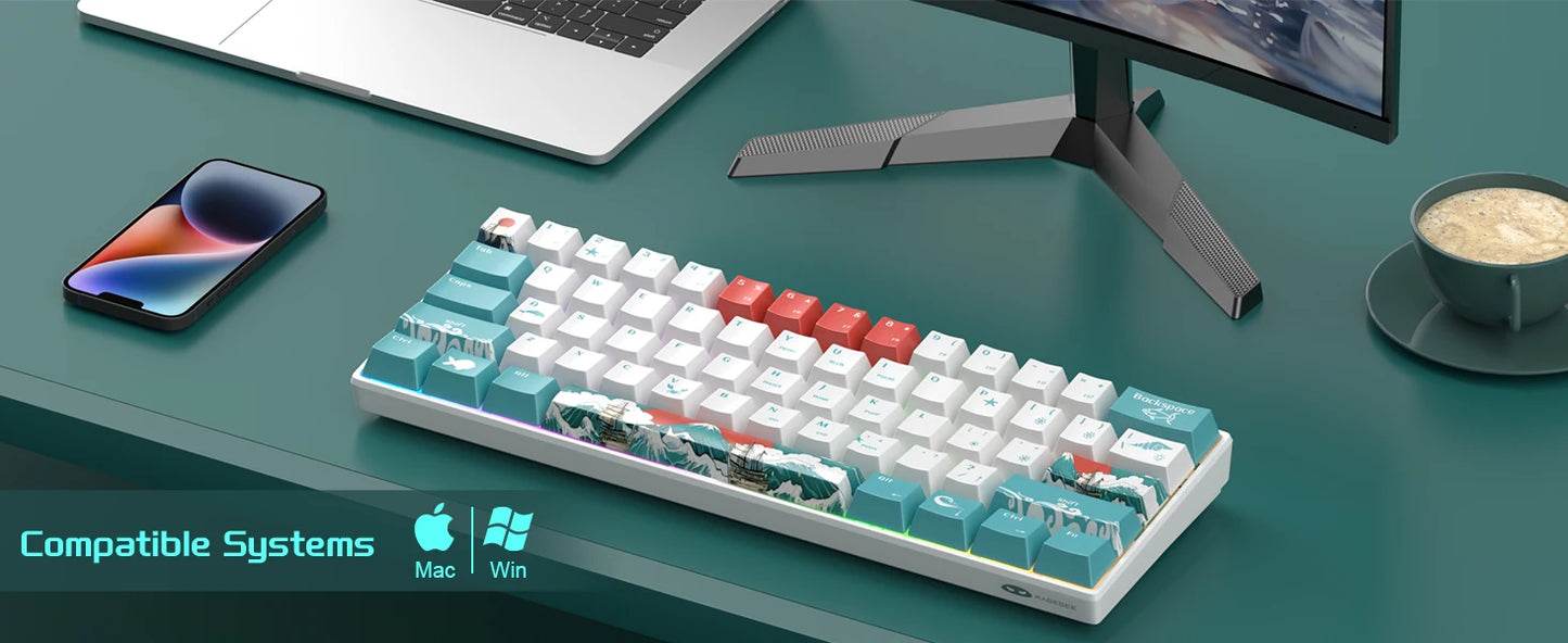 MageGee 60% mechanische Gaming-Tastatur, RGB, vollständig Hot-Swap-fähige Custom-Switches, 61 Tasten, Mini-Bürotastatur für Win/Mac-Laptop