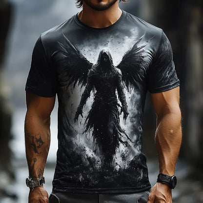 Casual T-shirt met korte mouwen en ronde hals voor heren en dames met engelenprint – Modetrend – Supercool – Nieuwe dagelijkse kleding voor heren