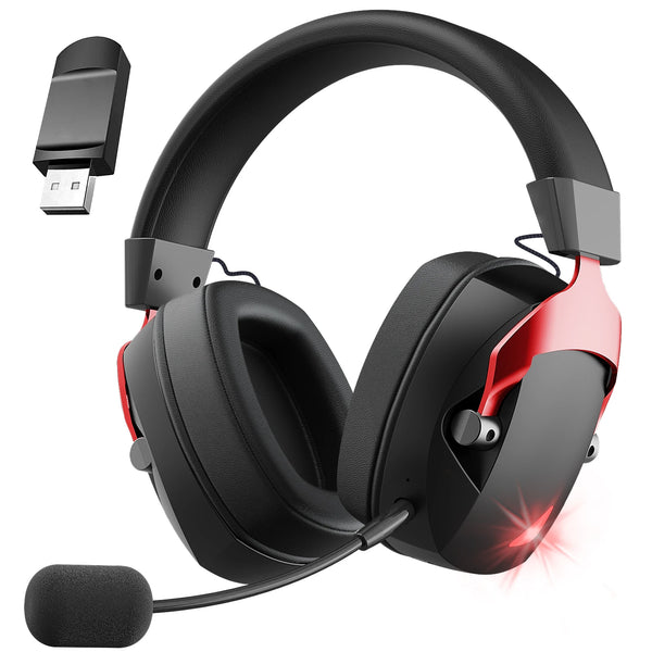 Wireless Gaming Headset with Detachable Noise Cancelling Microphone – Bluetooth 5.3, 2.4G Wireless & 3.5mm Wired Gaming Headphones for PC, PS5, PS4, Mobile